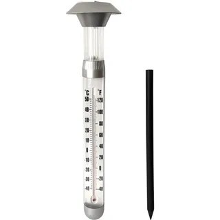 Grundig LED Solar Gartenleuchte mit Thermometer