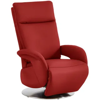 Cantus Relaxsessel , Rot , Metall , Echtleder , Color-Finish-Leder , 70x108x80 cm , Goldenes M , Fußauswahl, Lederauswahl, Stoffauswahl, Relaxfunktion, Sitzfläche 360° drehbar, inklusive Armlehnen , Wohnzimmer, Sessel, Ledersessel