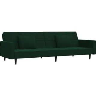 Schlafsofa 2-Sitzer mit 2 Kissen Dunkelgrün Samt - Grün, dunkelgrün