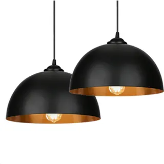 Jopassy 2er Set Pendelleuchte Lampenschirm Pendellampe Industrielle Vintage Metall E27 Hängelampe 60W Hängeleuchte Deckenlampe Ø 30cm - Schwarz