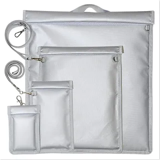 INF RFID Signalblockierbeutel 4er Set - Faraday Beutel für Autoschlüssel, Handys und Elektronik Silber - Silber