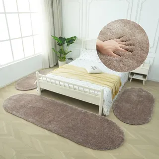 Bruno Banani Hochflor-Bettumrandung »Dana Teppich, Kundenliebling« Höhe 30 mm 3 Stk. tlg. unifarben, Mikrofaser, pflegeleicht, Bettvorleger, Schlafzimmer