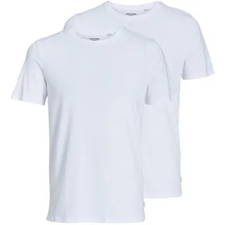 JACK & JONES Jack - Jones Male T-Shirt im Pack JACBASIC CREW NECK TEE, Kurzarm, einfarbig, Baumwolle Weiß L