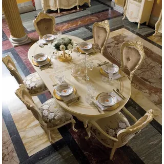Design Esszimmer Set Garnitur Holz Möbel 2x Stühle mit Armlehnen 4x Stuhl 7tlg.