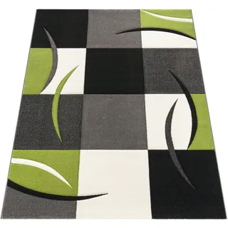 Teppich PACO HOME "Diamond 665" Gr. 12, grün, B:80cm H:17mm L:300cm, Polypropylen (PP), Teppiche, Teppich, Karo Muster, 3D-Design, auch als Läufer, Wohnzimmer, Schlafzimmer