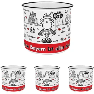 Sheepworld Tasse mit Spruch Ohne Bayern ist alles doof | Kaffeetasse, New Bone Porzellan, 35 cl | Geschenk Freunde, lustiges Geschenk | 61546 (Packung mit 4)