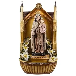 DRW Brunnen der Jungfrau del Carmen, Schutzpatronin der Seeleute und spanische Marine aus handbemaltem Harz, Mehrfarbig, Medidas: 50 cm