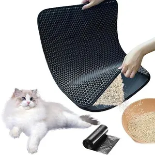 Kattenschutzeinlage mit Honigkörnernstruktur und Anti-Slip-Funktion, 60x90 cm - Schwarz