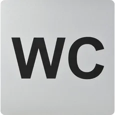 WC Symbol selbstklebend, 100 x 100 mm, Kunststoff alufarbig
