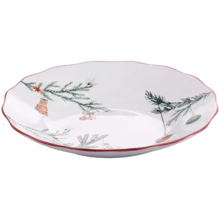 6er Set Suppenteller Porzellan 22,5 cm Weihnachtsdekor Zweig