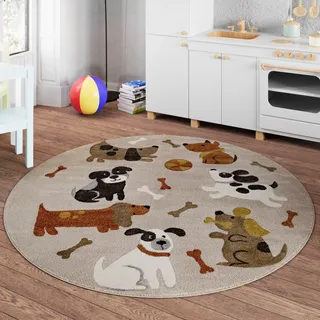 Smart Kids Rocky & Friends Kinderteppich Ø 120 cm beige/braun