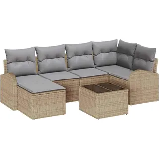 vidaXL Gartensofa-set 7 stk. Beige Poly-Rattan - Beige