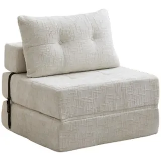 Okwish Schlafsofa Klappbares mit Kopf und Lumbalkissen Chenille Beige 79/79/57 cm , Textil , 79x57x79 cm , Wohnzimmer, Sofas & Couches, Schlafsofas, Schlafsessel