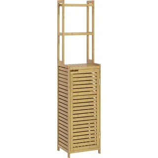 Bambus-Badezimmerschrank mit 3 offenen Fächern, kippsicher, Naturholz für moderne Badezimmer