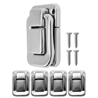 FUXXER 4x Bügel-Verschlüsse für Truhen, Kisten, Boxen, Vintage Messing Design, 47x32mm, silber