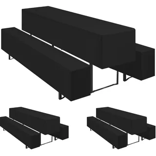 Teruntrue 3er-Sets Biertischhussen Bierbank-Auflage,Weiß Biertisch und Bankgarnitur Husse für 70x220cm Tischbreite für Festzeltgarnituren Bierbank Hussen(Schwarz, 3 Packungen)