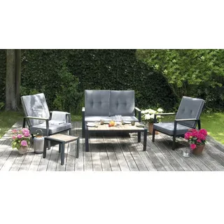 Gartenmöbel Set Hochlehner Alu Teakholz
