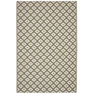 Homescapes Outdoorteppich May geometrisch gemustert 180/270 cm , Olivgrün , Kunststoff , Rauten , Rechteckig , 180x270 cm , Global Recycled Standard (Grs) , Teppiche und Böden, Teppiche, Outdoorteppiche