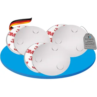 Sonero MH-070-03 Magnethalterung für Rauchmelder (Kohlenmonoxid-Detektor und andere Produkte) Durchmesser 70 mm Extra Starke Magnete, 3 Stück Magnethalterung, 3er Set