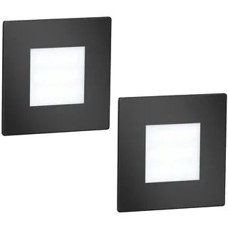 ledscom.de 2 Stück LED Treppenlicht/Wandeinbauleuchte FEX für innen und außen, eckig, schwarz, 85 x 85mm, kaltweiß