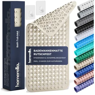 homerella® Badewannenmatte rutschfest 88x39cm, INKL. HAKEN, Rutschfeste Badematte BPA frei, Duschmatte rutschfest, Antirutschmatte Badewanne, Rutschmatte Badewanne, schimmelresistent&maschinenwaschbar