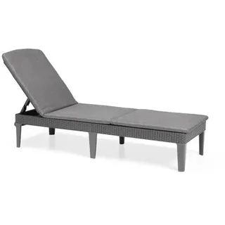 Jaipur Sonnenliege aus Kunstharz in Rattanoptik – Grau - Grau