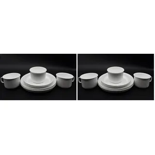3 Stück Geschirr-Set, Geschirrservice, Kaffeeservice, Plastikgeschirr, Kunstoff plastik Mehrweg, Farbe weiß (Packung mit 2)
