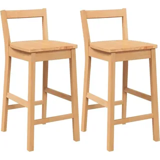vidaXL Barhocker 2 Stk. Natur Massivholz Gummibaum - Braun