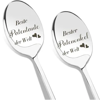 Beste PatenTante Bester PatenOnkel der Welt Geschenk Pateneltern Paten Fragen für Taufe Geburtstag Geschenk für PatenOnkel und PatenTante 2er Stück Löffel Kaffeelöffel Mit Gravur