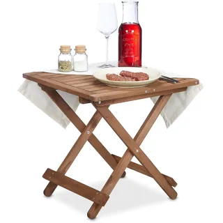 Relaxdays Klapptisch Braun Holz 50 x 50 x 50 cm