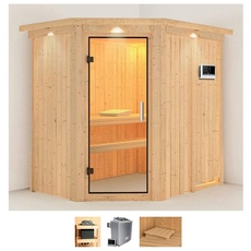 Bild Sauna »Clara«, (Set), 9 KW-Ofen mit externer Steuerung beige