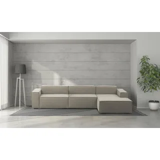 Talamo Italia - Sofa mit Halbinsel Raffaella, modulares 4-Sitzer-Sofa mit rechter Halbinsel, Stoffsofa, 100 % Made in Italy, 340 x 170 x 70 cm, Taupe