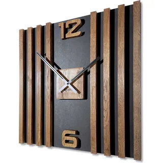 Wanduhr aus Holz LAMELE SQ 60cm in Braun - Braun