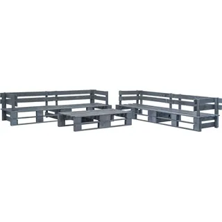 6-tlg. Garten-Sofagarnitur aus Paletten Holz Grau - Grau