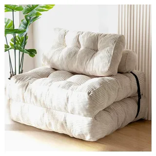 Faltbares Schlafsofa umwandelbarer Schlafsessel mit Kissen, Matratze und Rückenstütze, tragbarer Stuhl-Bett-Komfort für Wohnzimmer und Schlafzimmer, Beige - Beige