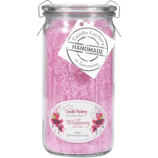 Candle Factory Mini Jumbo Duftkerze aus pflanzlichem Stearin im hitzebeständigen Glas der Marke Weck, ca. 70h Brennzeit, Duft: Wildberry