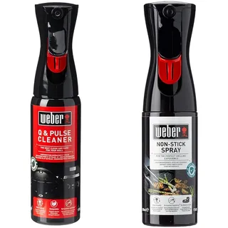 Weber 17874 Q und Pulse-Reiniger, 300 ml, Nebelspray, reinigt Innen- und Außenteile & 17685 Antihaft Spray, Grillrost-Pflege, Non-Stick Spray, 200 ml, Schwarz, 25.0 x 6.0 x 9.0 cm