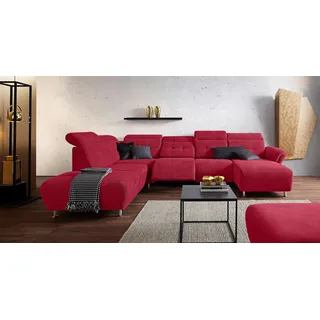 PLACES OF STYLE Wohnlandschaft »Manhattan U-Form« 2 Sitze mit elektrischer Relaxfunktion, verstellbare Armlehnen, rot