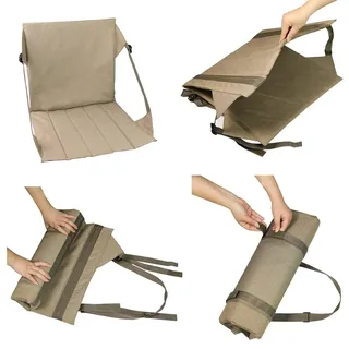 Asarly Bleacher Sitze mit Rückenlehne und Kissen, tragbares Stadion-Sitzkissen, größere Größe, zusammenklappbar, Outdoor-Sitzmatte Camping, Picknick, Trekking, Khaki