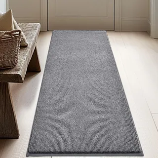 DOMUSTEX Waschbar Teppich Läufer 60 x 150 cm, Eingangsteppich, Schmutzfangmatte Innen, rutschfeste Fussmatte für Küche, Schlafzimmer, Flur