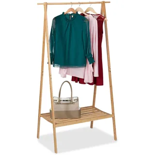 Relaxdays Garderobenständer Bambus 170 x 100 x 56,5 cm Natur