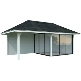 Palmako Pavillon Bianca 16,6 m2 Set 205 Slide - 28 mm weiß lackiert