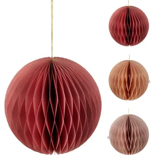 Ball Weihnachten IN Papier 250mm - Rot/Orange/Pink Farbe Assort