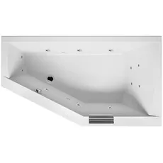 RIHO Geta Badewanne, asymmetrisch, Version links, mit Flow-System, 1-Sitzer, weiß, B03, Ausführung: 160x90x52cm, Nutzinhalt: 220 Liter