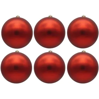 6 x Weihnachtskugeln aus Kunststoff (6 Stück rot (matt) Ø 15 cm) | Für den Innen- und Außenbereich – Wetterfest – Bruchsicher Outdoor Christbaumkugeln Weihnachtsbaumkugeln Baumkugeln