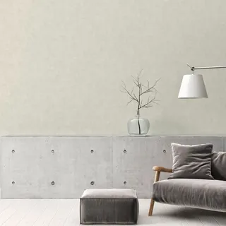 A.S. Création Vliestapete mit einfarbiger Struktur - helle Uni-Tapete in Grün, Creme 10,05 m x 0,53 m - 389225