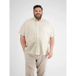 Kurzarmhemd LERROS "Kariertes Seersucker-Kurzarmhemd in Großen Größen 3XL bis 6XL", Herren, Gr. 6XL, extraweit, weiß, 100% Baumwolle, Hemden Kurzarmhemd