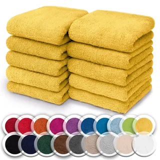 NatureMark 10er Set Frottee Waschlappen – 100% Baumwolle, weich & saugfähig – 30×30 cm, Gelb