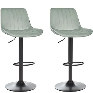 BELIANI Barhocker Mintgrün Samt Höhenverstellbar Drehbar mit Hoher Rückenlehne Gesteppt Metallgestell Fußstütze Retro Kücheninsel Küchenbar - Grün, Schwarz