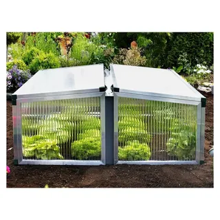 Frühbeet Typ Allgäu Modell 4 Größe 1 – Extrem Stabil: Hagelfeste 16mm Platten –  Germany – UV-Schutz – Aluminium Mini-Gewächshaus – 101x136 cm